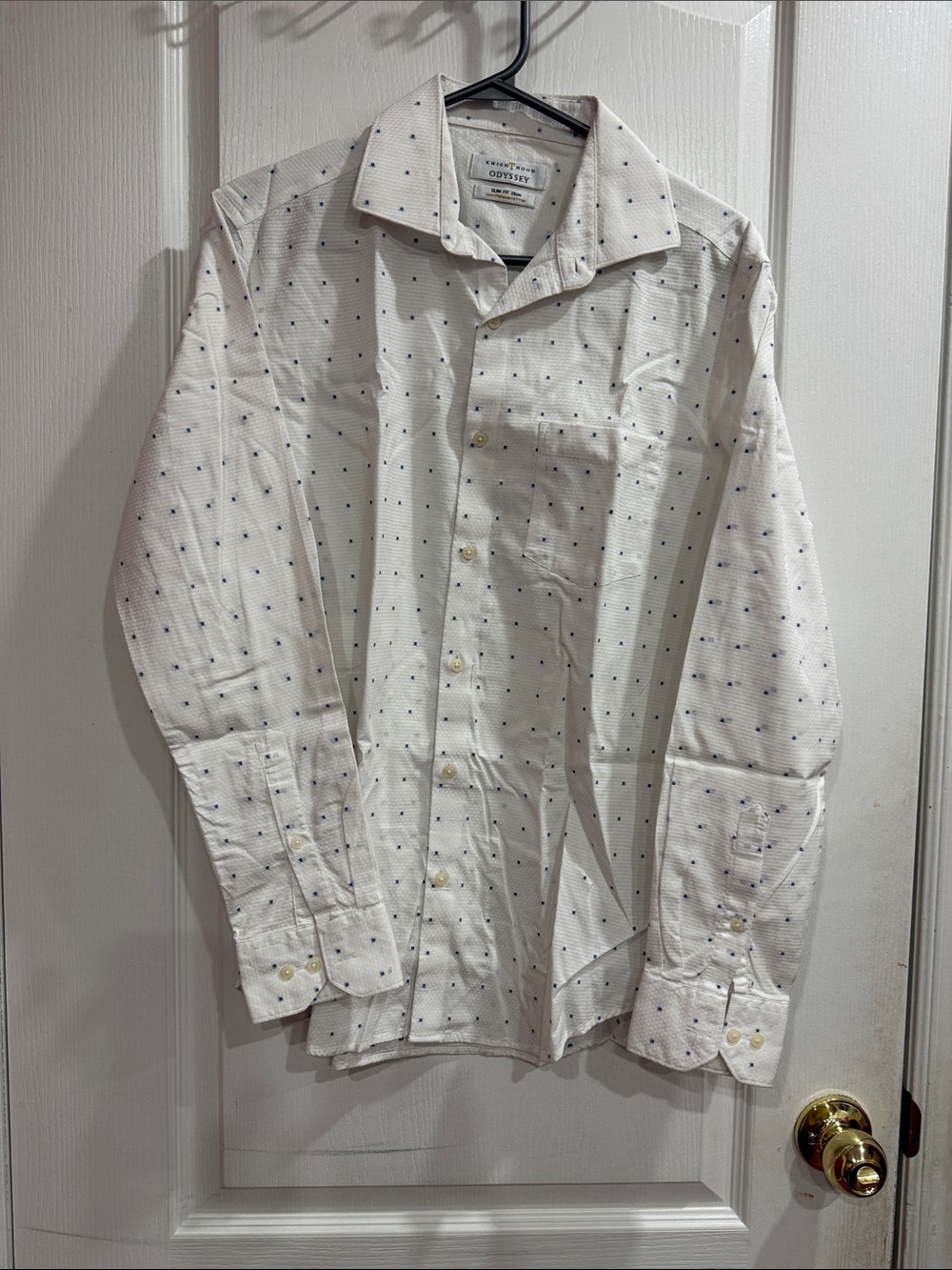 Men's White Patterned Shirt slim fit 39cm